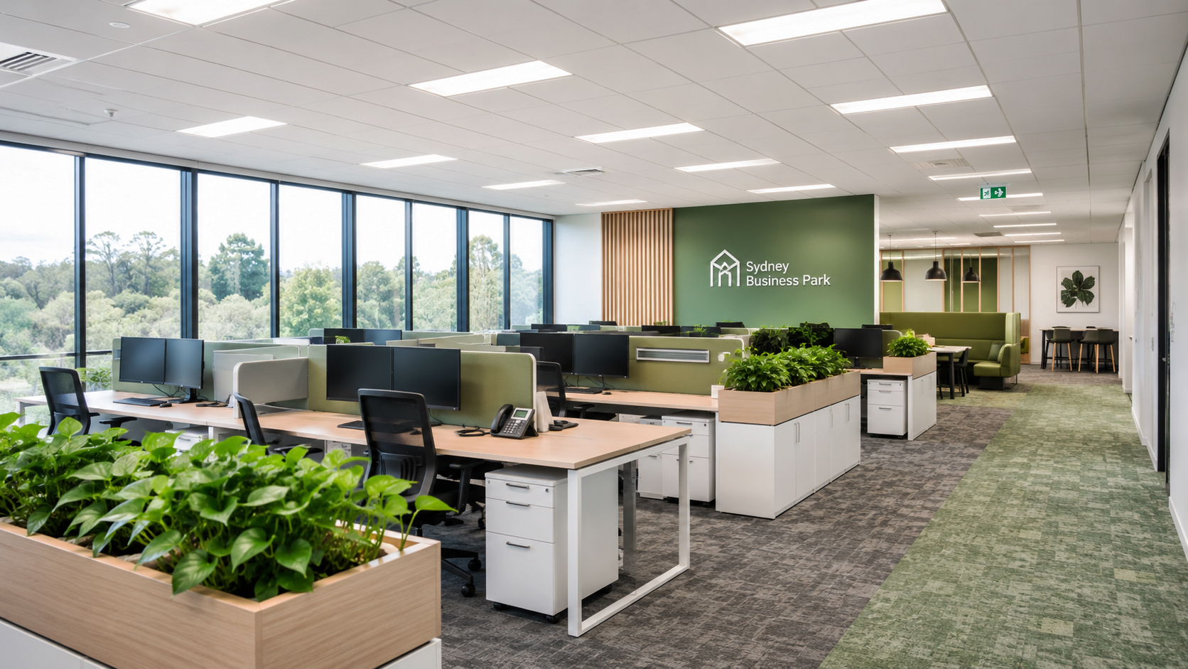 Commercial office interior with LED lighting — NCC 2022 Section J Part J7 IPD compliance guide