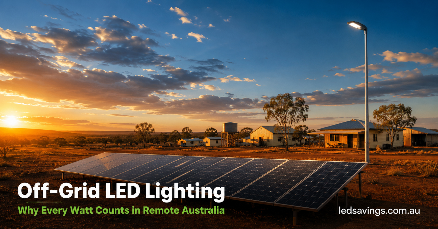 Solar panels and LED lighting at a remote Australian community — First Nations microgrid and off-grid lighting efficiency